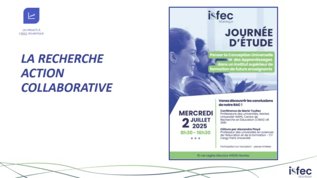 ✨ Hier l’ISFEC Atlantique a accueilli un temps fort de la formation : la réunion de fin d’année des formateurs du Master MEEF 1er degré 👩‍🏫👨‍🏫.

Ce moment de réflexion collective a permis de dresser le bilan de l’année écoulée 📘, mais aussi de se projeter vers l’année 2025-2026 🔭.
Plusieurs axes essentiels ont animé les échanges :

🎯 La future forme du CRPE au niveau Licence 3, avec toutes les implications pédagogiques à anticiper pour les formateurs et les étudiants.
♿ La Conception Universelle des Apprentissages (CUA), comme levier central pour penser des interventions plus inclusives, équitables et accessibles à tous.
🔬 Ce travail s’inscrit pleinement dans la recherche action collaborative actuellement en cours à l’ISFEC Atlantique, où la co-construction et l’innovation pédagogique sont au cœur de la démarche.

🤝 Un bel après-midi de coopération, de questionnements et de perspectives, au service d’une formation toujours plus exigeante et adaptée aux enjeux de demain !

#ISFECAtlantique #MasterMEEF #CRPE #CUA #RechercheAction #FormationEnseignants